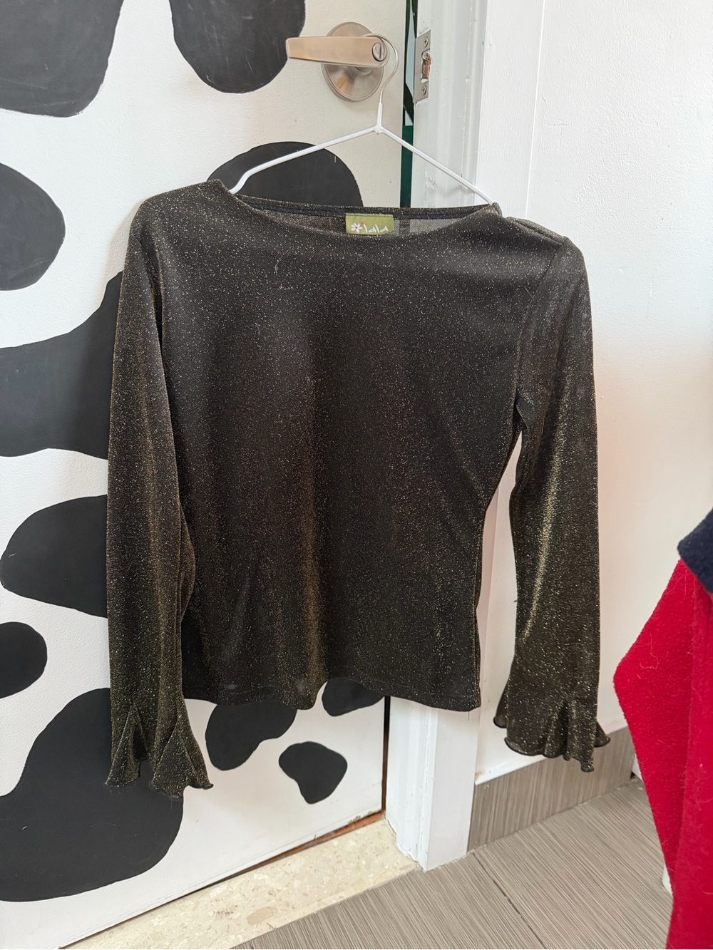 La Hearts Sparkle Gold-Black Long Sleeve Top